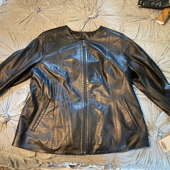 Overland Black Leather Jacket - NWT - Picture 1 of 5